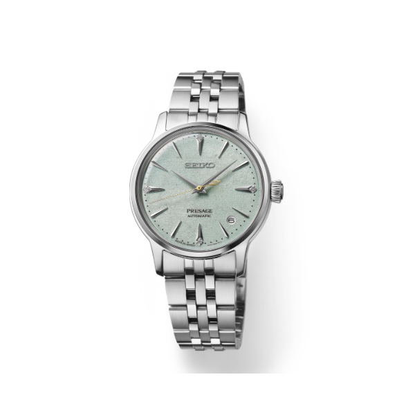 Seiko Presage Cocktail Time Ladies Automatic Watch 34mm Green Dial SRPL63 Bradley's Jewelers Jacksonville, NC