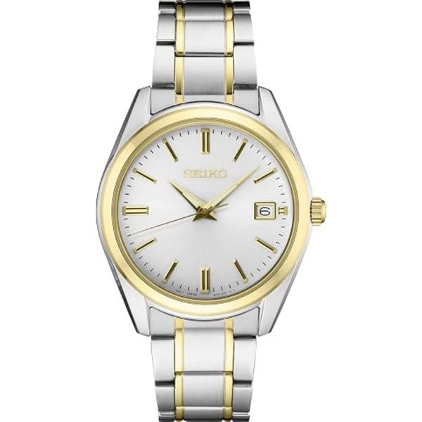 Seiko Essentials Men's Two-Tone Stainless Steel Watch 40.2mm White Dial SUR312 Bradley's Jewelers Jacksonville, NC