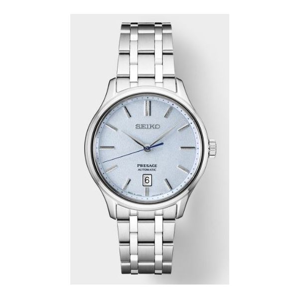 Seiko Presage Japanese Garden Automatic Watch 41.7mm Light Blue Dial SRPF53 Bradley's Jewelers Jacksonville, NC