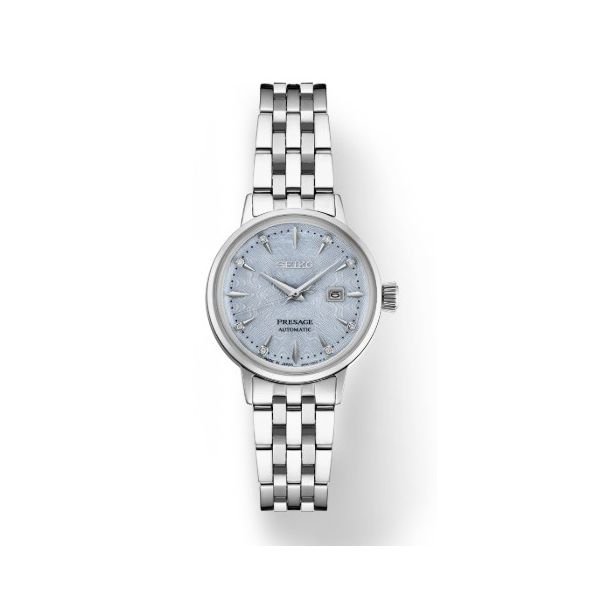 Seiko Presage Cocktail Time Ladies Automatic Watch 30.3mm Light Blue Dial SRE007 Bradley's Jewelers Jacksonville, NC