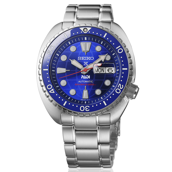 Seiko Prospex PADI 48mm Automatic Diver Blue Dial Watch Bradley's Jewelers Jacksonville, NC