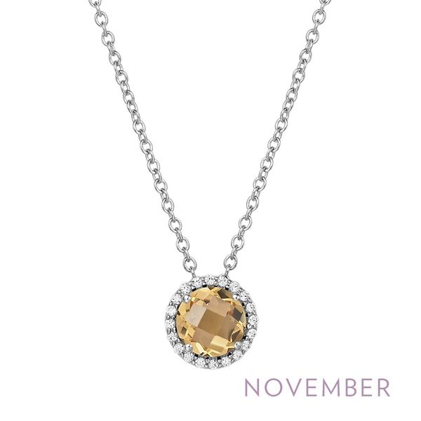 Lafonn Citrine & Simulated Diamond Necklace in Platinum-Plated Sterling Silver Bradley's Jewelers Jacksonville, NC