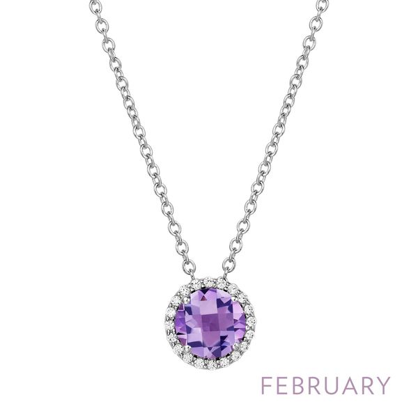 Lafonn Amethyst & Simulated Diamond Necklace in Platinum-Plated Sterling Silver Bradley's Jewelers Jacksonville, NC