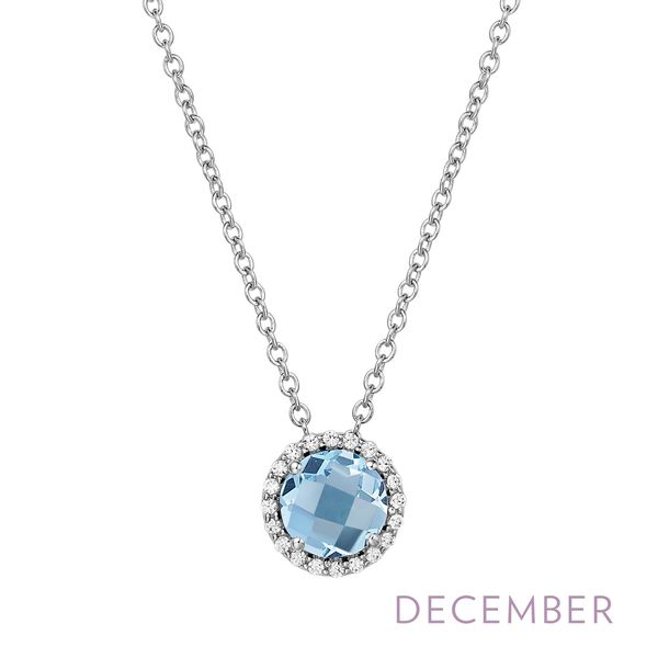 Lafonn Blue Topaz & Simulated Diamond Necklace in Platinum-Plated Sterling Silver Bradley's Jewelers Jacksonville, NC