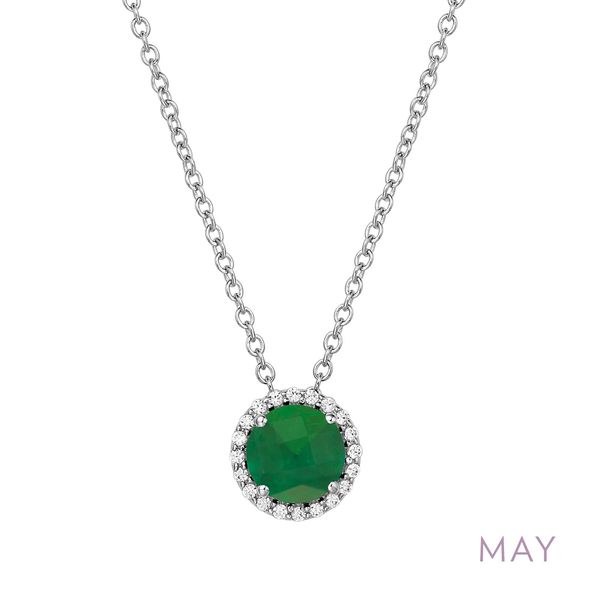 Lafonn Simulated Emerald & Simulated Diamond Necklace in Platinum-Plated Sterling Silver Bradley's Jewelers Jacksonville, NC