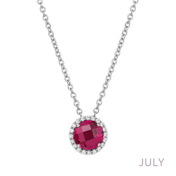 Lafonn Lab-Grown Ruby & Simulated Diamond Necklace in Platinum-Plated Sterling Silver Bradley's Jewelers Jacksonville, NC
