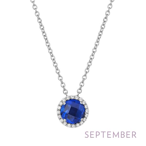 Lafonn Lab-Grown Sapphire & Simulated Diamond Necklace in Platinum-Plated Sterling Silver Bradley's Jewelers Jacksonville, NC