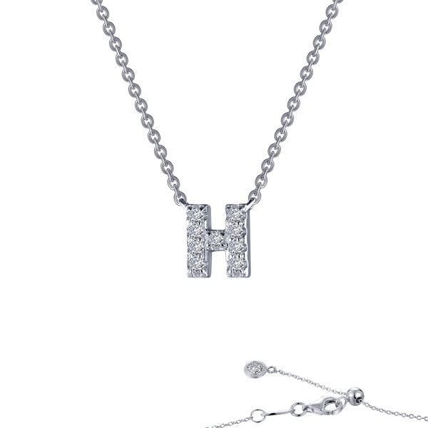 Lafonn Initial H Necklace in Platinum-Plated Sterling Silver Bradley's Jewelers Jacksonville, NC