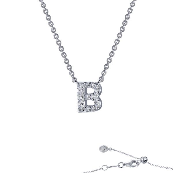 Lafonn Initial B Necklace in Platinum-Plated Sterling Silver Bradley's Jewelers Jacksonville, NC
