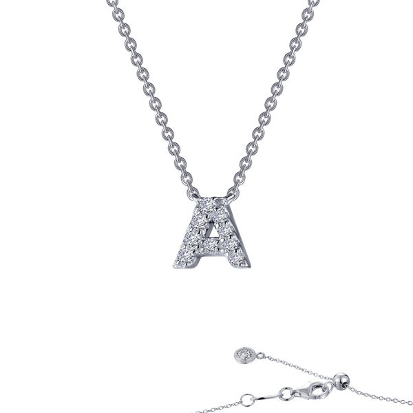 Lafonn Initial A Necklace in Platinum-Plated Sterling Silver Bradley's Jewelers Jacksonville, NC