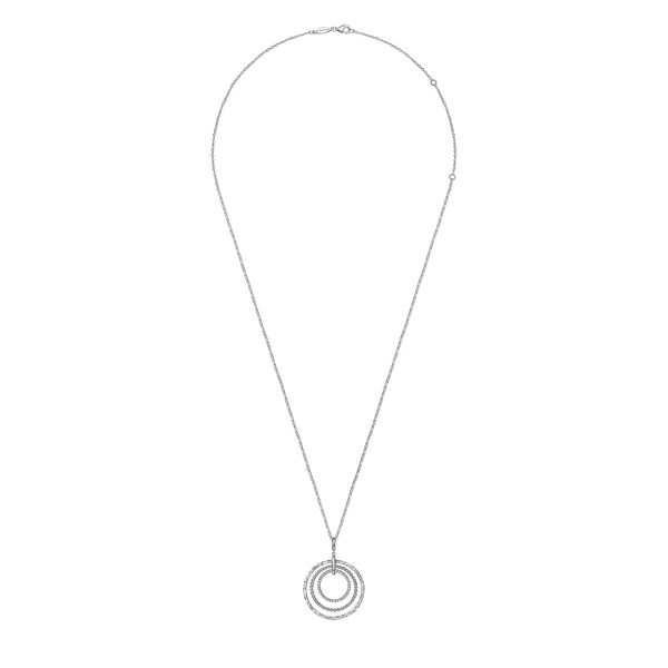 Gabriel & Co Sterling Silver White Sapphire Triple Row Circle Necklace Image 2 Bradley's Jewelers Jacksonville, NC