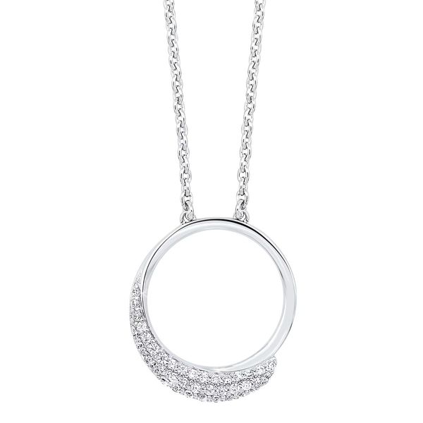 Sterling Silver CZ Pavé Circle Chain Necklace Bradley's Jewelers Jacksonville, NC