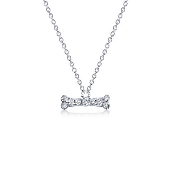Lafonn Pavé Dog Bone Charm Necklace 0.36 CTW Bradley's Jewelers Jacksonville, NC