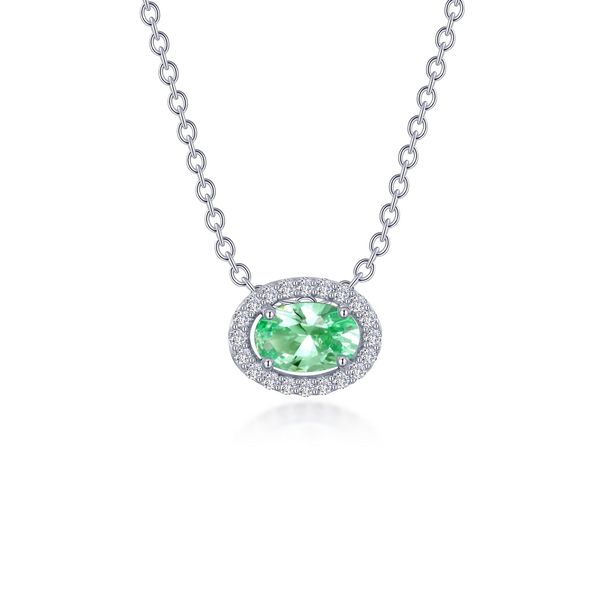 Lafonn Lab-Grown Green Sapphire Oval Halo Necklace 0.63 CTW Bradley's Jewelers Jacksonville, NC