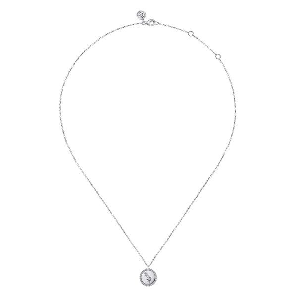 Gabriel & Co Sterling Silver Diamond Bujukan Star Disc Pendant Image 2 Bradley's Jewelers Jacksonville, NC