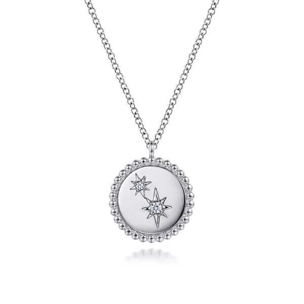 Gabriel & Co Sterling Silver Diamond Bujukan Star Disc Pendant Bradley's Jewelers Jacksonville, NC