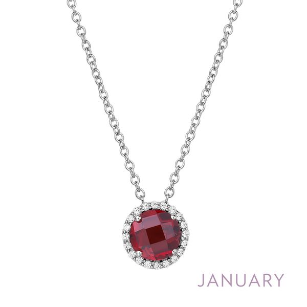 Lafonn Garnet & Simulated Diamond Necklace in Platinum-Plated Sterling Silver Bradley's Jewelers Jacksonville, NC