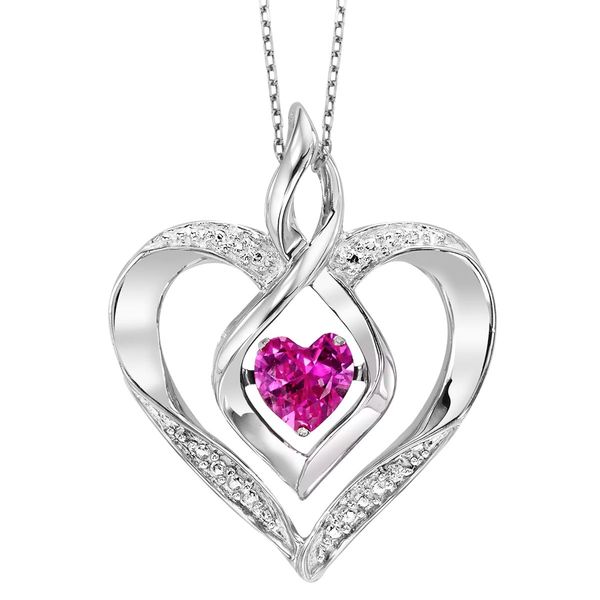 Sterling Silver Pink Tourmaline Rhythm of Love Heart Pendant Bradley's Jewelers Jacksonville, NC