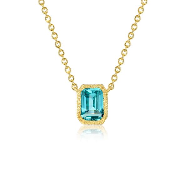 Lafonn Sterling Silver Matte Gold-Plated 1.06 CTW Lab-Grown Green Sapphire Emerald-Cut Necklace Bradley's Jewelers Jacksonville, NC