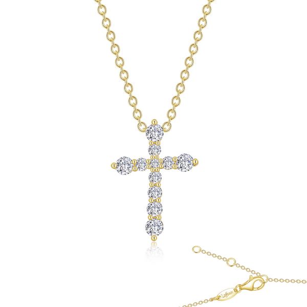 Lafonn 0.67 CTW Simulated Diamond Cross Pendant in Gold-Plated Sterling Silver Bradley's Jewelers Jacksonville, NC