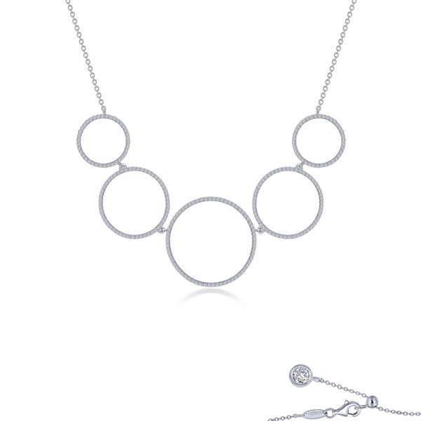 Lafonn Sterling Silver, Platinum-Plated 2.73 CTW Five Pavé Circle Necklace Bradley's Jewelers Jacksonville, NC