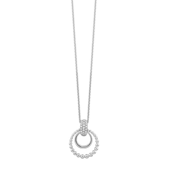 Sterling Silver 1/10 CTW Diamond Beaded Circle Pendant Necklace Bradley's Jewelers Jacksonville, NC