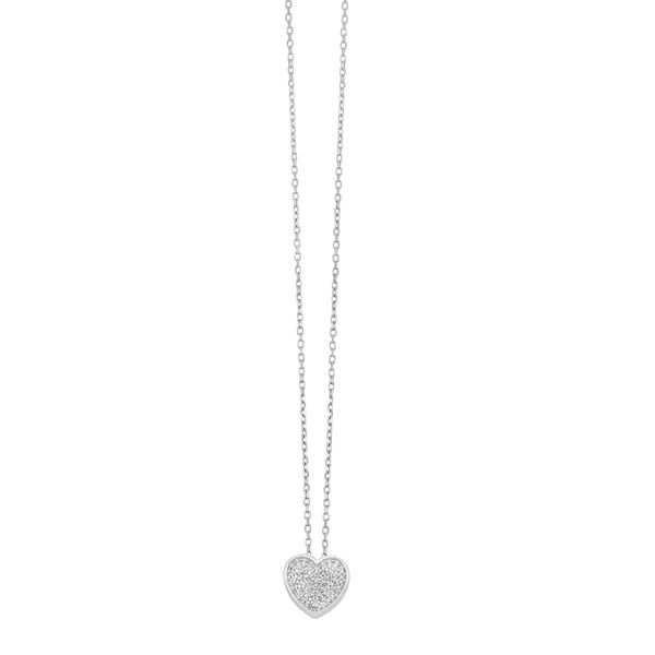 Sterling Silver .10 CTW Diamond Pavé Heart Pendant Necklace Bradley's Jewelers Jacksonville, NC