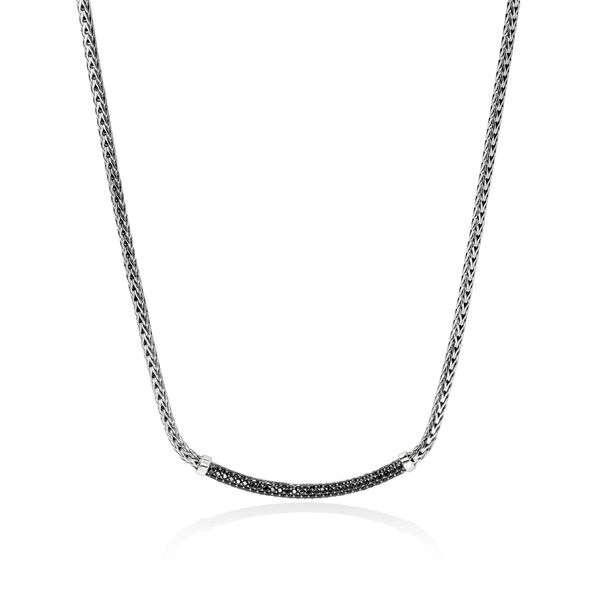 John Hardy Essentials Silver Mini Chain Necklace with Black Sapphires Bradley's Jewelers Jacksonville, NC