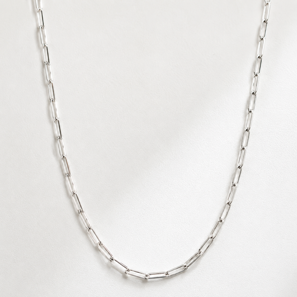 Charles Garnier Rhodium Finish 3MM Paperclip Chain Necklace Bradley's Jewelers Jacksonville, NC