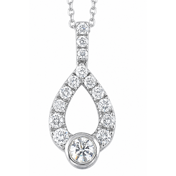 Sterling Silver .20 CTW Diamond Teardrop Fashion Pendant Necklace Bradley's Jewelers Jacksonville, NC