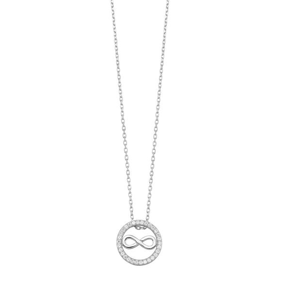 Sterling Silver CZ Infinity Circle Pendant Necklace Bradley's Jewelers Jacksonville, NC