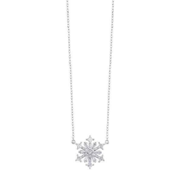 Sterling Silver CZ Snowflake Pendant Necklace Bradley's Jewelers Jacksonville, NC