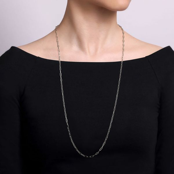 Gabriel & Co Sterling Silver Paper Clip Chain Necklace Image 3 Bradley's Jewelers Jacksonville, NC