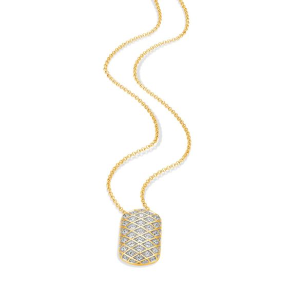 Charles Garnier Quilted CZ Necklace | Silver & Gold Plated Image 2 Bradley's Jewelers Jacksonville, NC