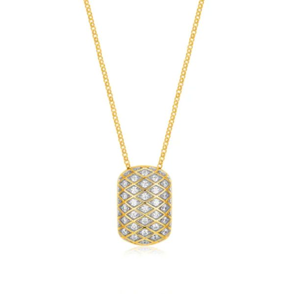 Charles Garnier Quilted CZ Necklace | Silver & Gold Plated Bradley's Jewelers Jacksonville, NC