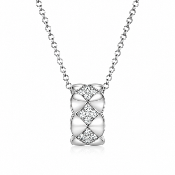 Charles Garnier Sterling Silver Quilted CZ Necklace Bradley's Jewelers Jacksonville, NC