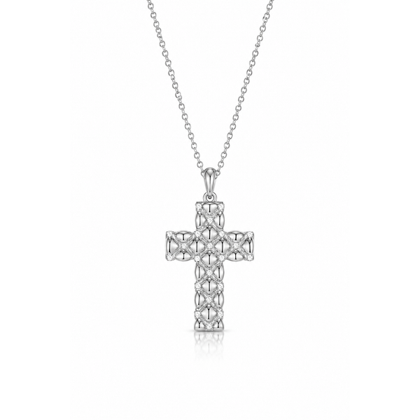 Charles Garnier Sterling Silver Quilted Cross Necklace Bradley's Jewelers Jacksonville, NC