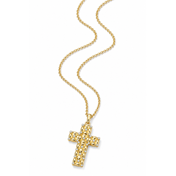 Charles Garnier Sterling Silver Quilted Cross Necklace Image 2 Bradley's Jewelers Jacksonville, NC