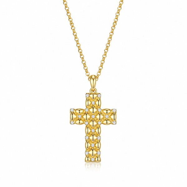 Charles Garnier Sterling Silver Quilted Cross Necklace Bradley's Jewelers Jacksonville, NC