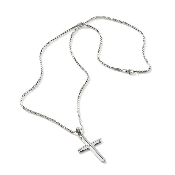 John Hardy Carved Chain Sterling Silver Cross Pendant Necklace 24