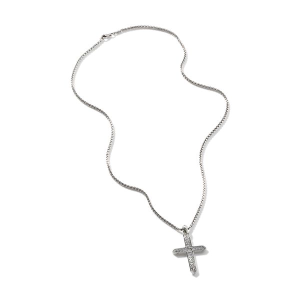 John Hardy Carved Chain Sterling Silver Cross Pendant Necklace 24