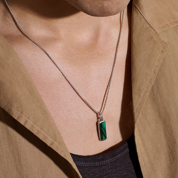 John Hardy Modern Talismans Sterling Silver Malachite Pendant Necklace Image 5 Bradley's Jewelers Jacksonville, NC