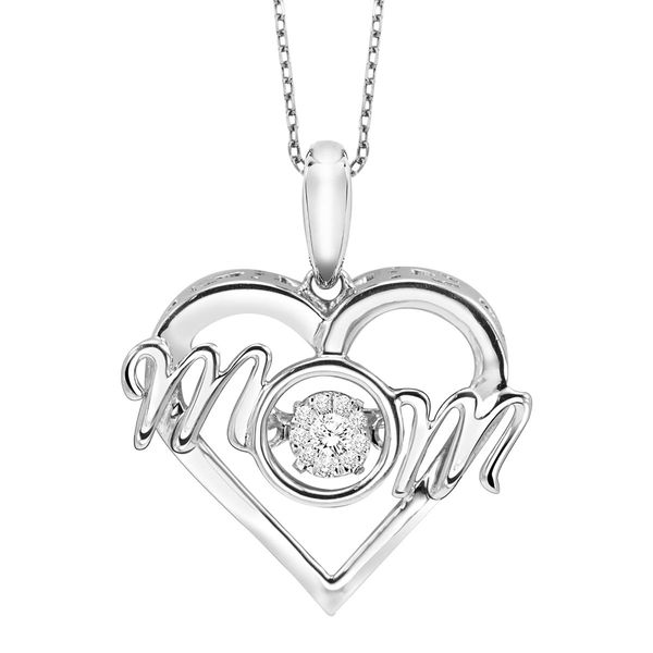 Sterling Silver Mom Heart Necklace with 1/50 Ctw Diamonds Bradley's Jewelers Jacksonville, NC