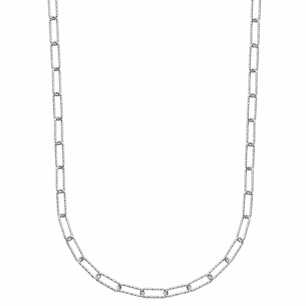 Charles Garnier White Sterling Silver Diamond Cut Paperclip Chain Bradley's Jewelers Jacksonville, NC