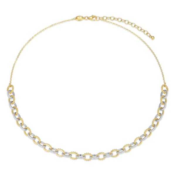 Charles Garnier Two Tone Fancy Link CZ Chain Necklace Bradley's Jewelers Jacksonville, NC