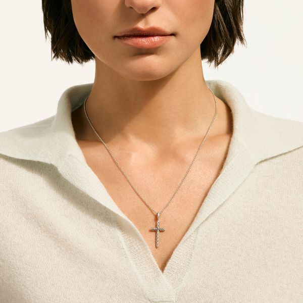 John Hardy Essentials Spiritual Silver Cross Pendant Necklace 16-18