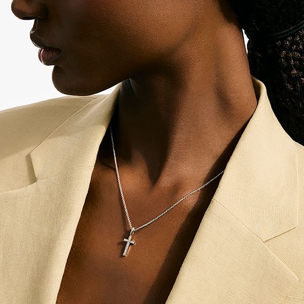 John Hardy Spiritual Silver Diamond Cross Pendant Necklace Adjustable Image 5 Bradley's Jewelers Jacksonville, NC