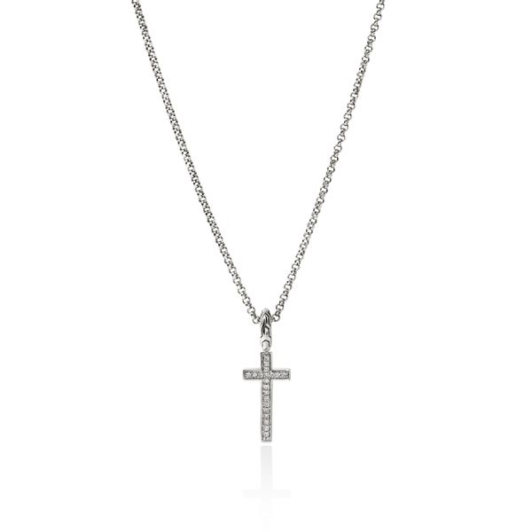 John Hardy Spiritual Silver Diamond Cross Pendant Necklace Adjustable Bradley's Jewelers Jacksonville, NC