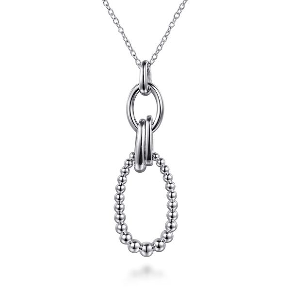 Gabriel & Co Sterling Silver & 14K Yellow Gold Bujukan White Sapphire Link Pendant Necklace Image 5 Bradley's Jewelers Jacksonville, NC