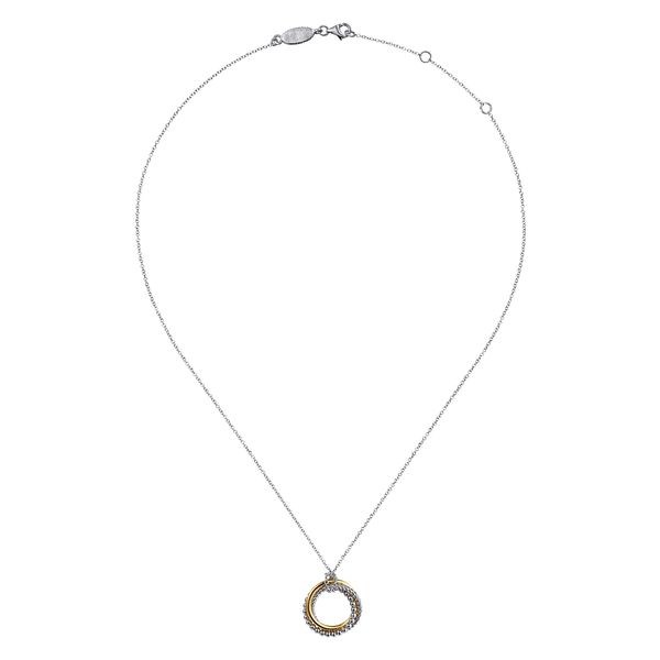 Gabriel & Co Sterling Silver & 14K Yellow Gold Bujukan Twisted Rope Multi Circle Pendant Necklace Image 2 Bradley's Jewelers Jacksonville, NC